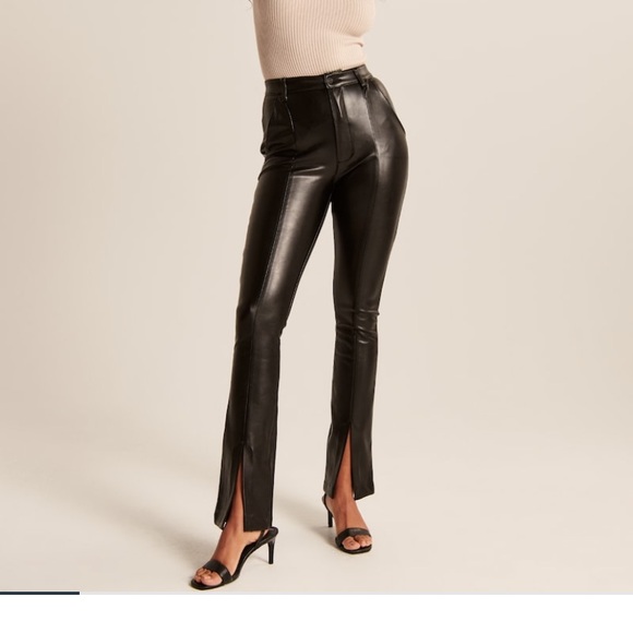 Abercrombie u0026 Fitch | Pants u0026 Jumpsuits | Abercrombie Vegan Leather Split  Hem Pants | Poshmark